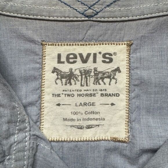 Levi's Men's Western Pearl Snap Chambray Long Sleeve Shirt Size Large - Picture 6 of 10